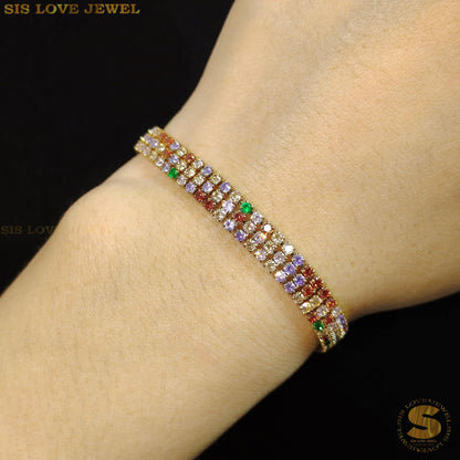 Colorful Cubic Zirconia 3 Layers Bracelet B146