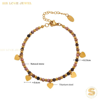 Boho 18K Gold Natural Stone Heart Set N157 B231