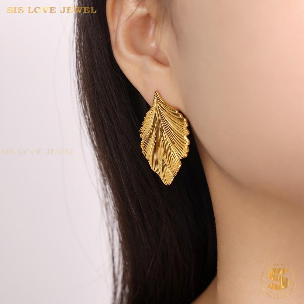 Dainty Leaf Hoop Earrings S029