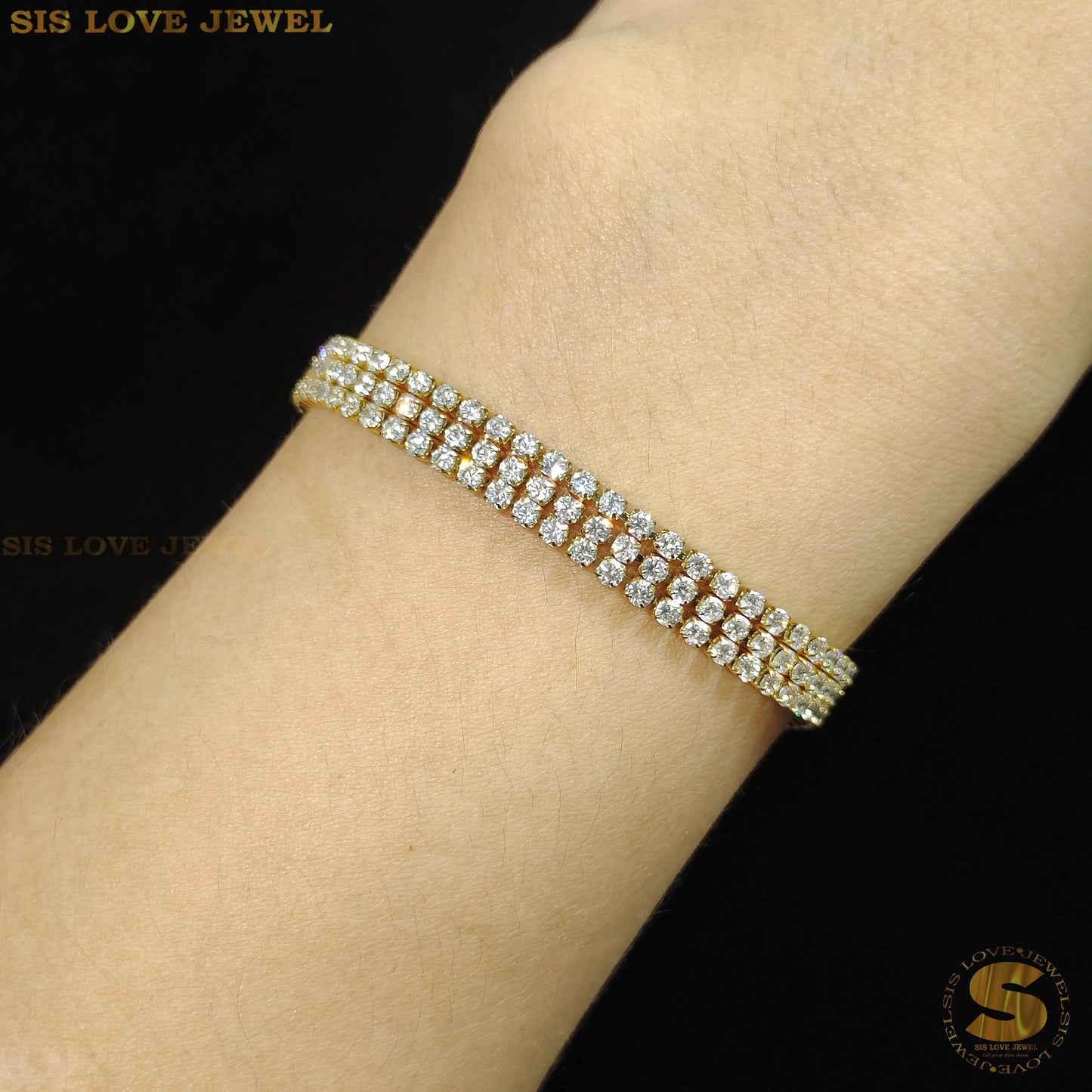 White Cubic Zirconia 3 Layers Bracelet B146