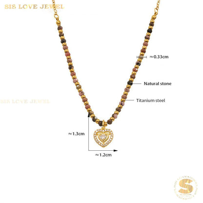 Boho 18K Gold Natural Stone Heart Set N157 B231