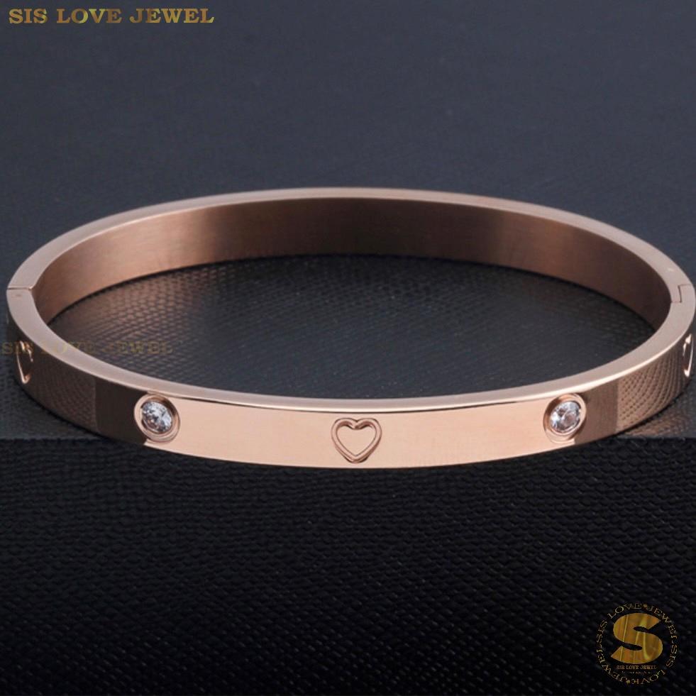 Sparkling Zirconia Oval Bangle H030 Rose Gold