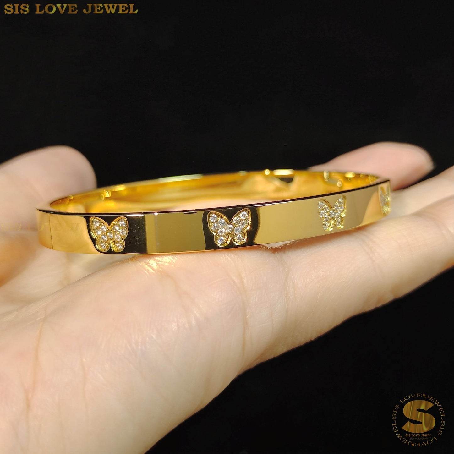 Cubic Zirconia Butterfly Oval Bangle H134