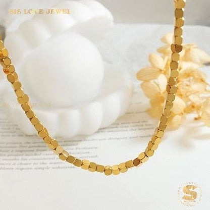 Cube Bead Gold Plated Anklet A033