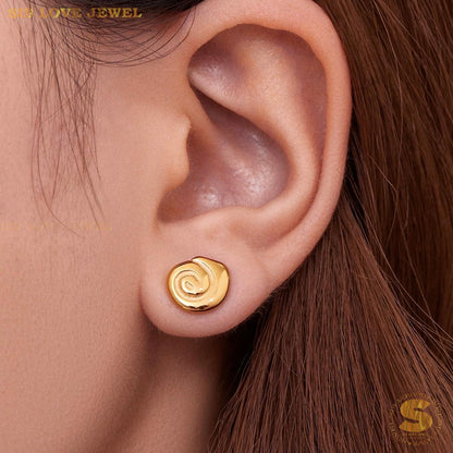 Vintage Spiral Gold Earrings S056
