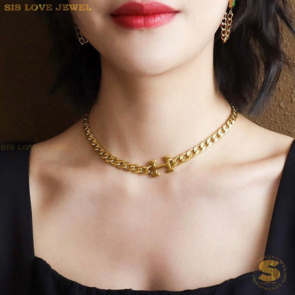 Initial H Chain Necklace & Bracelet Set H
