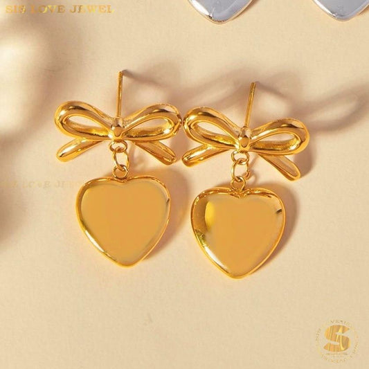 Ribbon & Love Drop Earrings S031