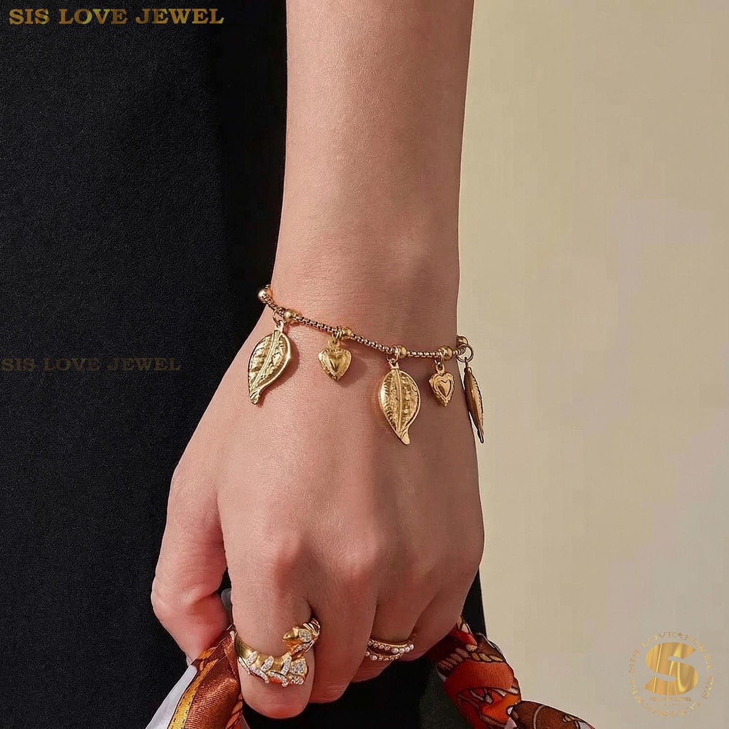 Forest Leaf Heart Bracelet B249