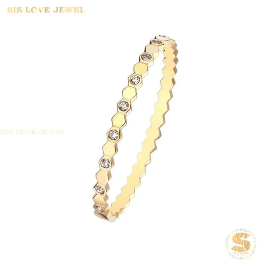 Zirconia Honey Bangle H028 Gold