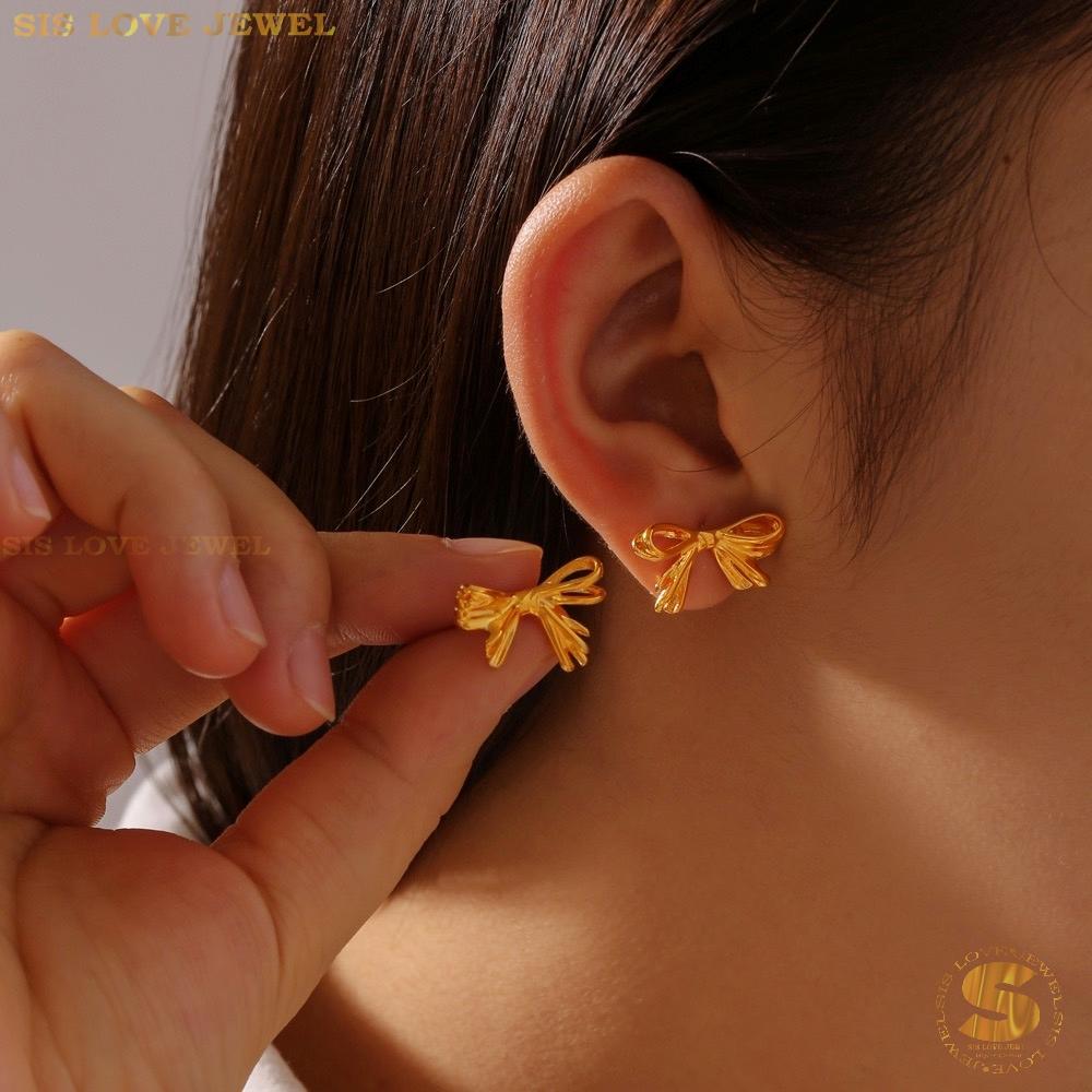 Dainty Ribbon Bow Studs S027