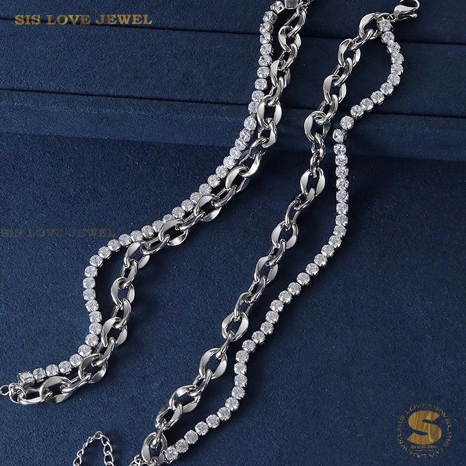 2-Layer Silver Cubic Zirconia Bracelet B204