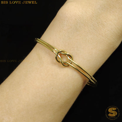 Love Knot 2 Layers Adjustable Open Bangle H114