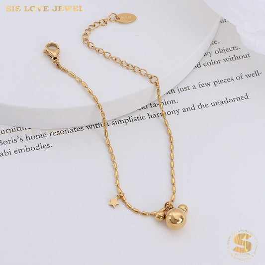 Mikey Tag Chain Bracelet B030 Gold