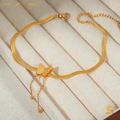 Butterfly Charm Gold Plated Anklet A026
