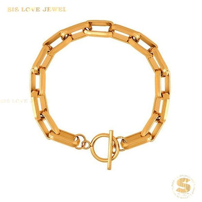 Thick Chain OT Lock Bracelet B124