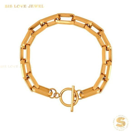 Thick Chain OT Lock Bracelet B124