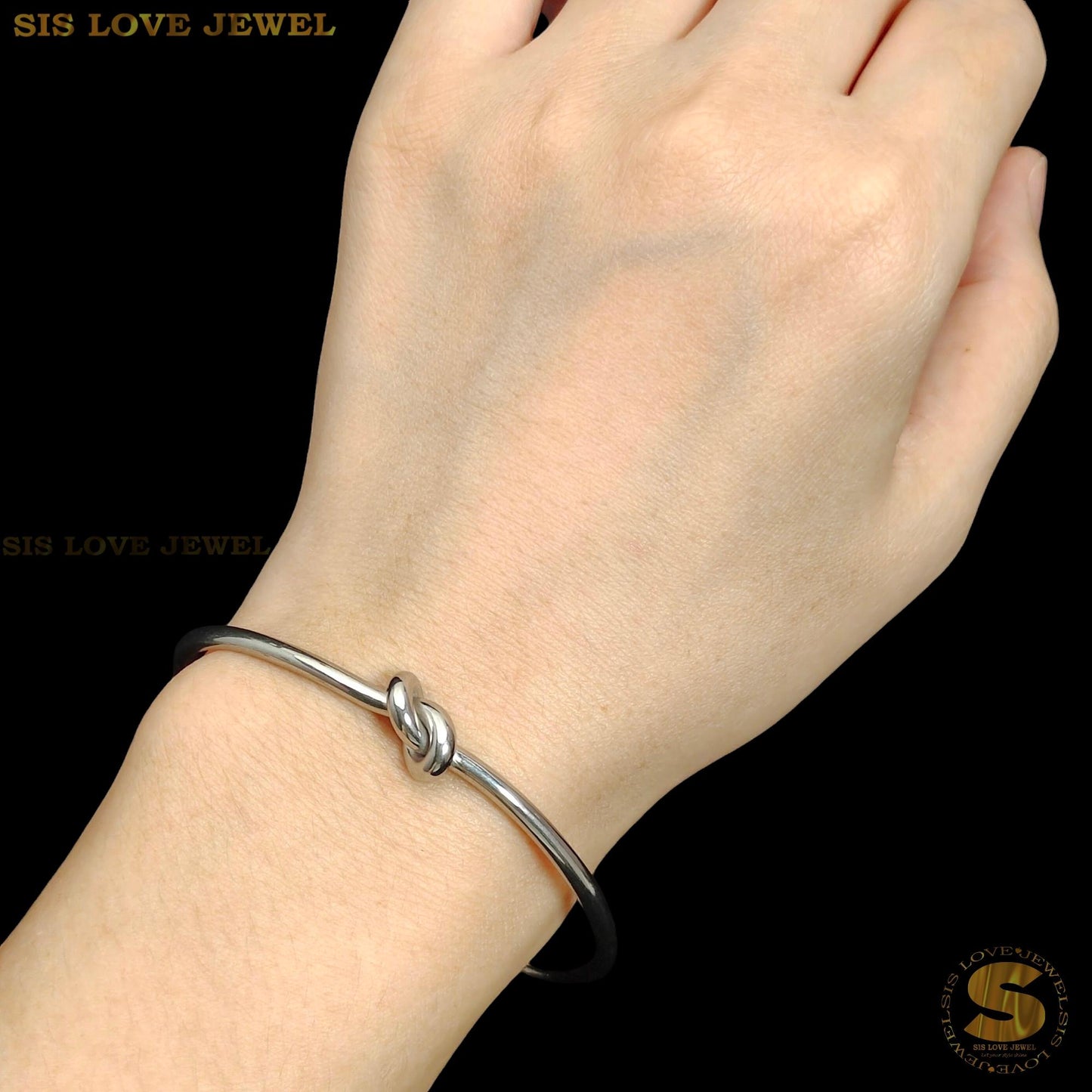 Silver Color Knot Adjustable Bangle H003