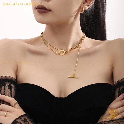 OT Lock Long Chain Necklace N098