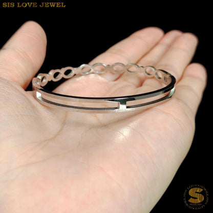 Silver Color Infinity Oval Bangle H011