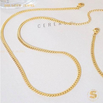 Thin Gold Cuban Chain Necklace N160