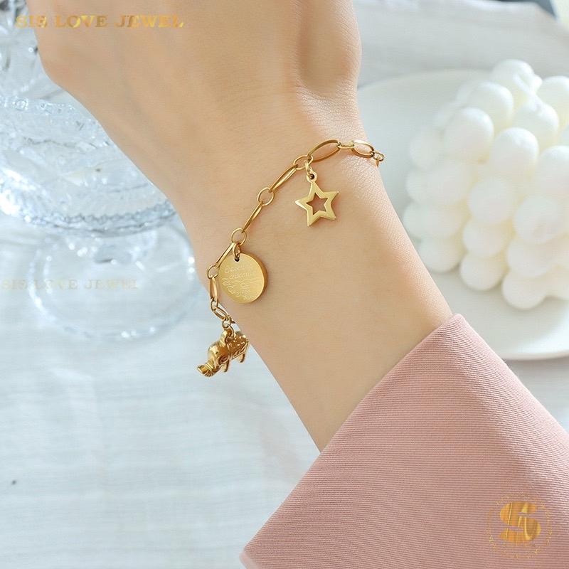 Elephant Star Round Tag Bracelet B050