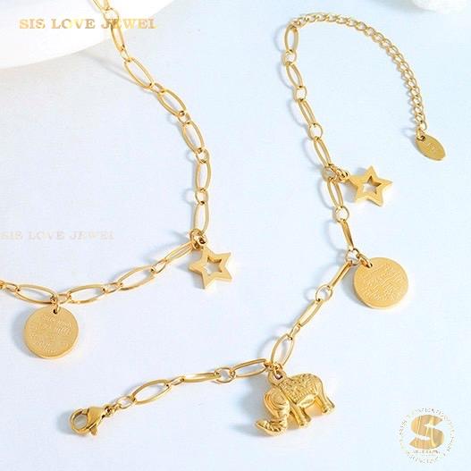 Elephant Star Round Tag Bracelet B050