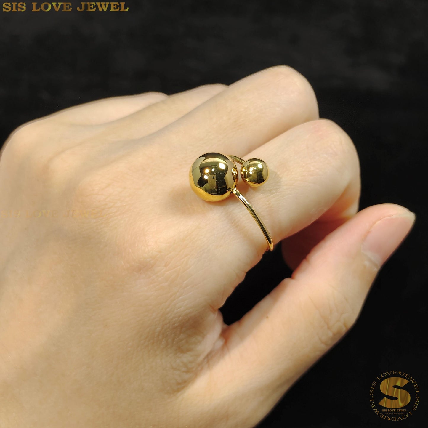 Golden Orb Duo Band Ring R049