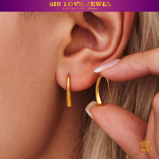 Minimalist Teardrop Hook Earrings S045