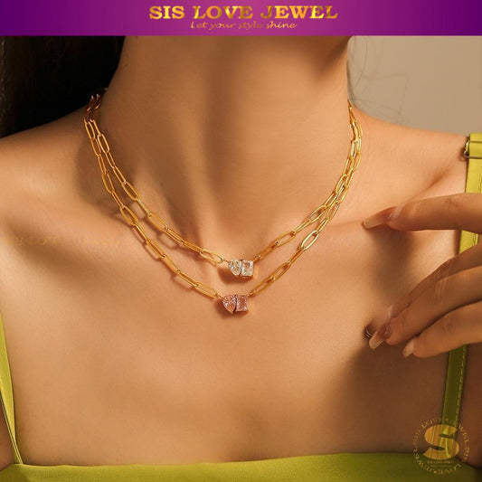 Luminous Love Paperclip Chain Necklace N143