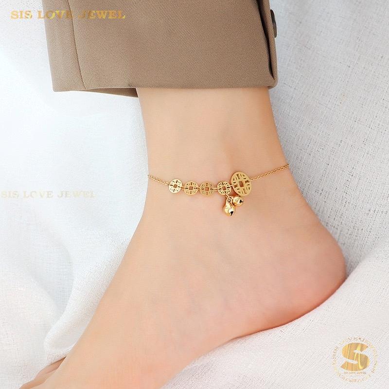 Money Coin & 2 Bells Anklet A038