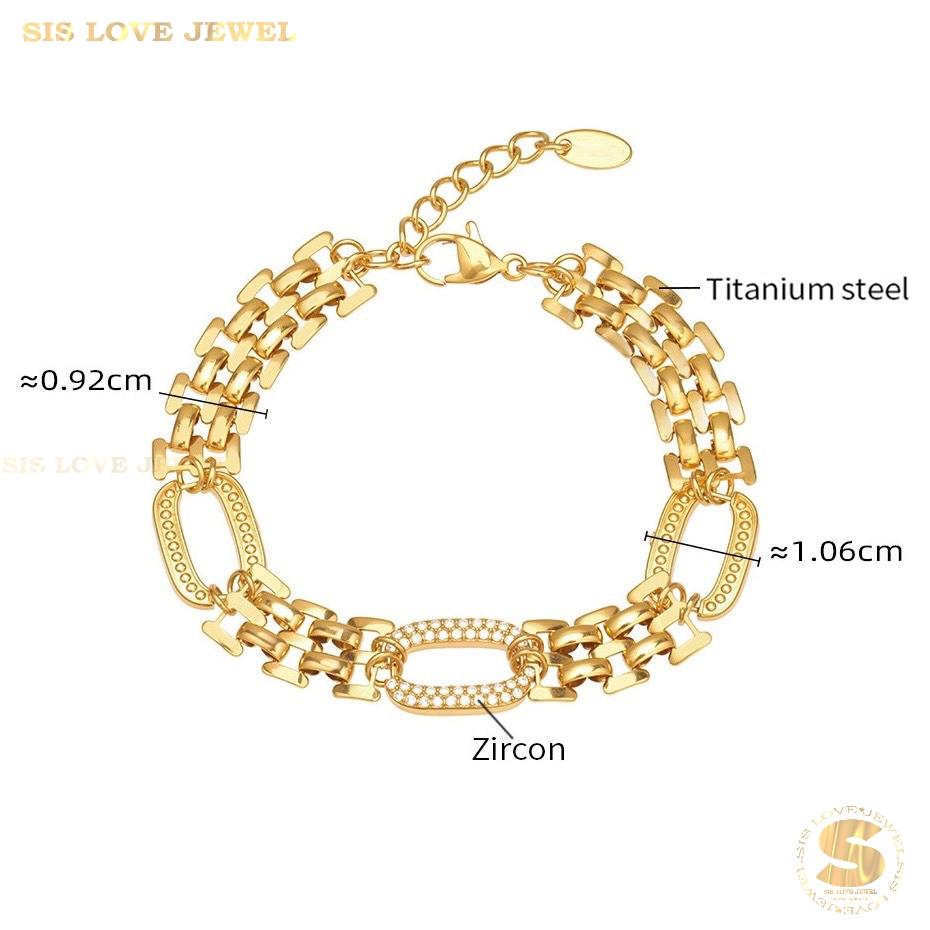 Zircon Rectangle Chunky Chain Bracelet B264