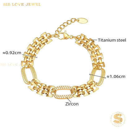 Zircon Rectangle Chunky Chain Bracelet B264