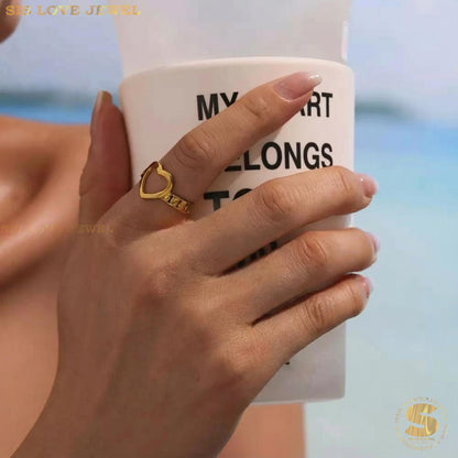 Sweet 18K Gold Hollow Love Ring R141