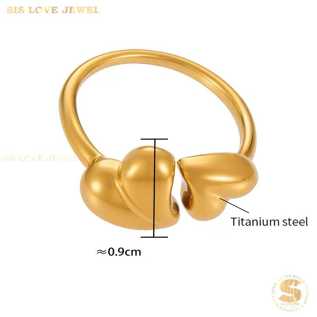 Sweet 18K Gold Double Love Ring R142