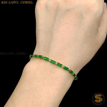 Green Color Cubic Zirconia Bracelet B094