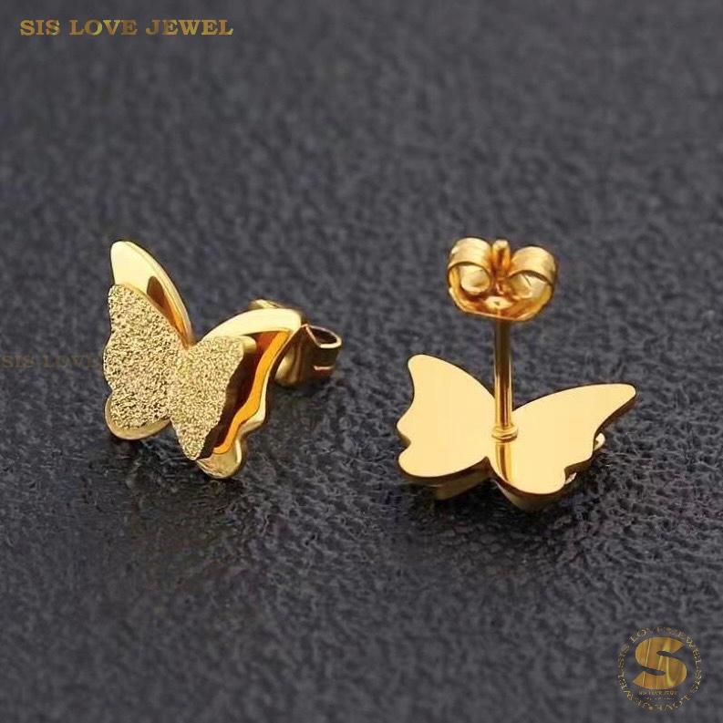 3d Gold Plated Butterfly Studs S018