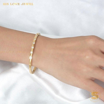 Half Row Zirconia Bangle H023 Gold