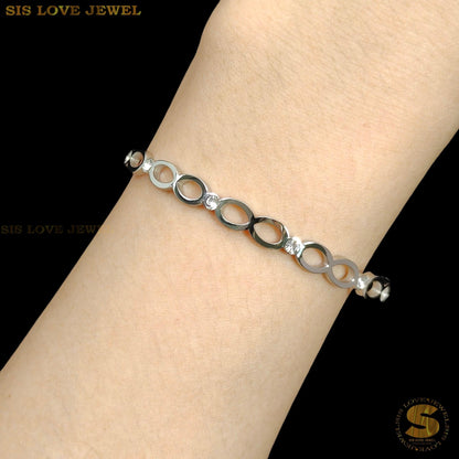 Silver Color Infinity Oval Bangle H011