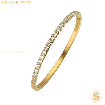 Half Row Zircon Bangle H024 Gold