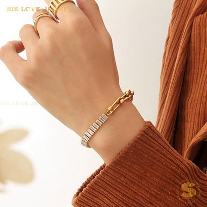 Half Zirconia Chain Bracelet B137