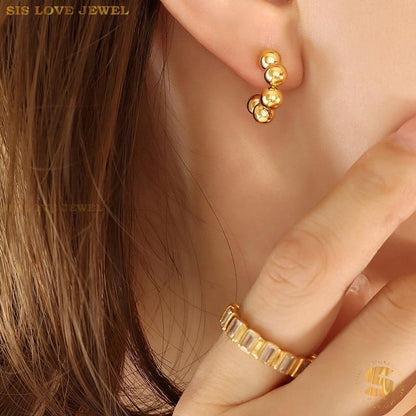 Minimalist C Shape Halo Studs Earrings S024