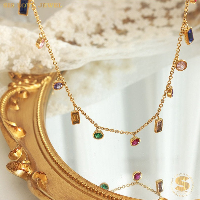 Colorful Zirconia Necklace N019