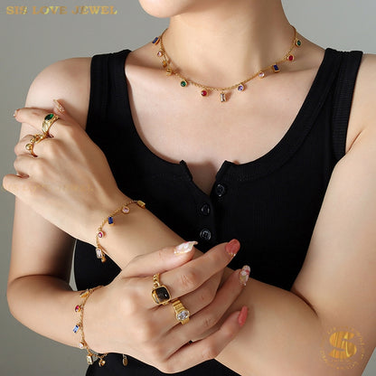 Colorful Zirconia Necklace N019