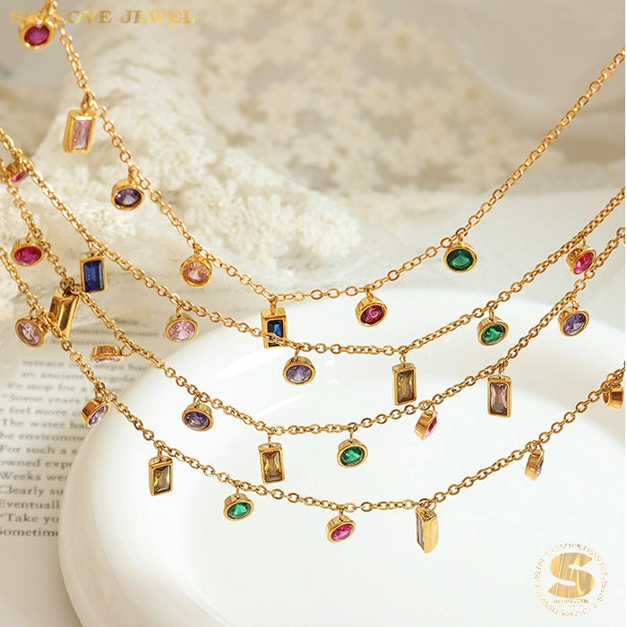 Colorful Zirconia Necklace N019