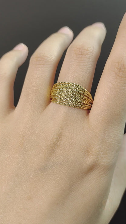 Cincin Boleh Laras Keluli Titanium 18K Bersalut Emas Cincin Wanita Fesyen Barang Kemas R041