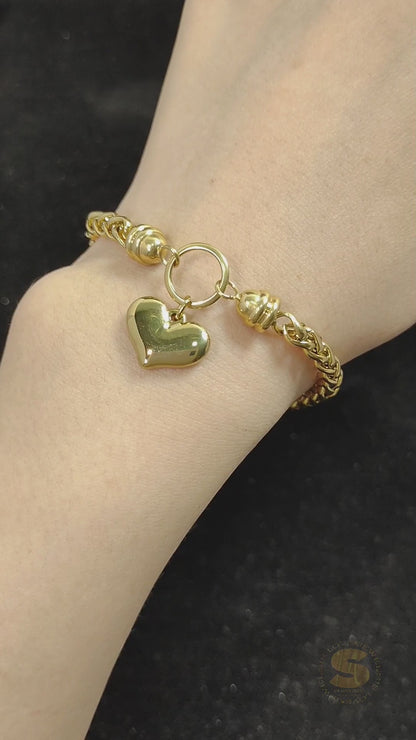 Titanium Steel 18K Gold Plated Love Heart Shell Bracelet Rantai Tangan untuk Barang Kemas Wanita B095