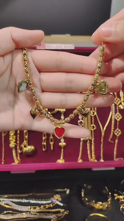 Colorful Hearts Charm Bracelet B240