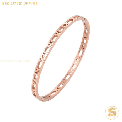 Roman Numeral Bangle H036 Rose Gold