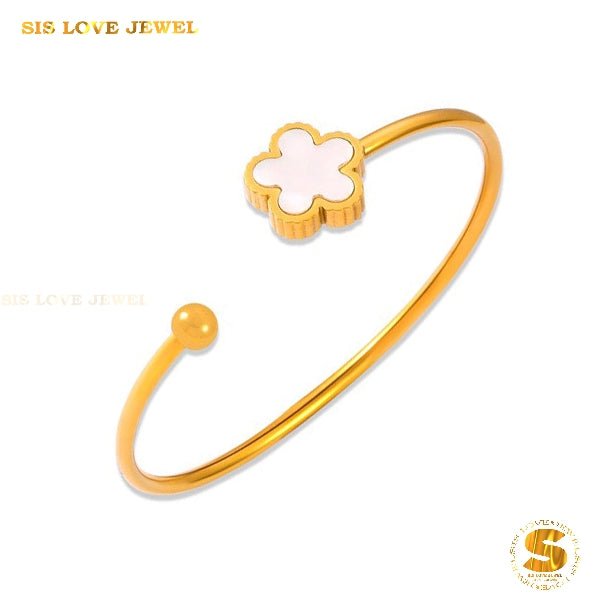 Sea Shell Flower Oval Bangle H137