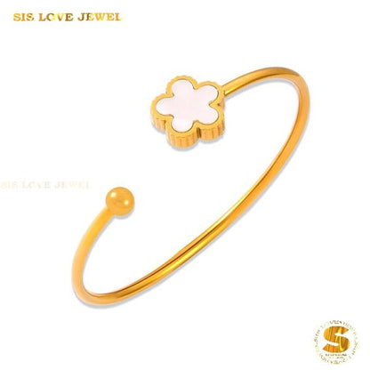 Sea Shell Flower Oval Bangle H137
